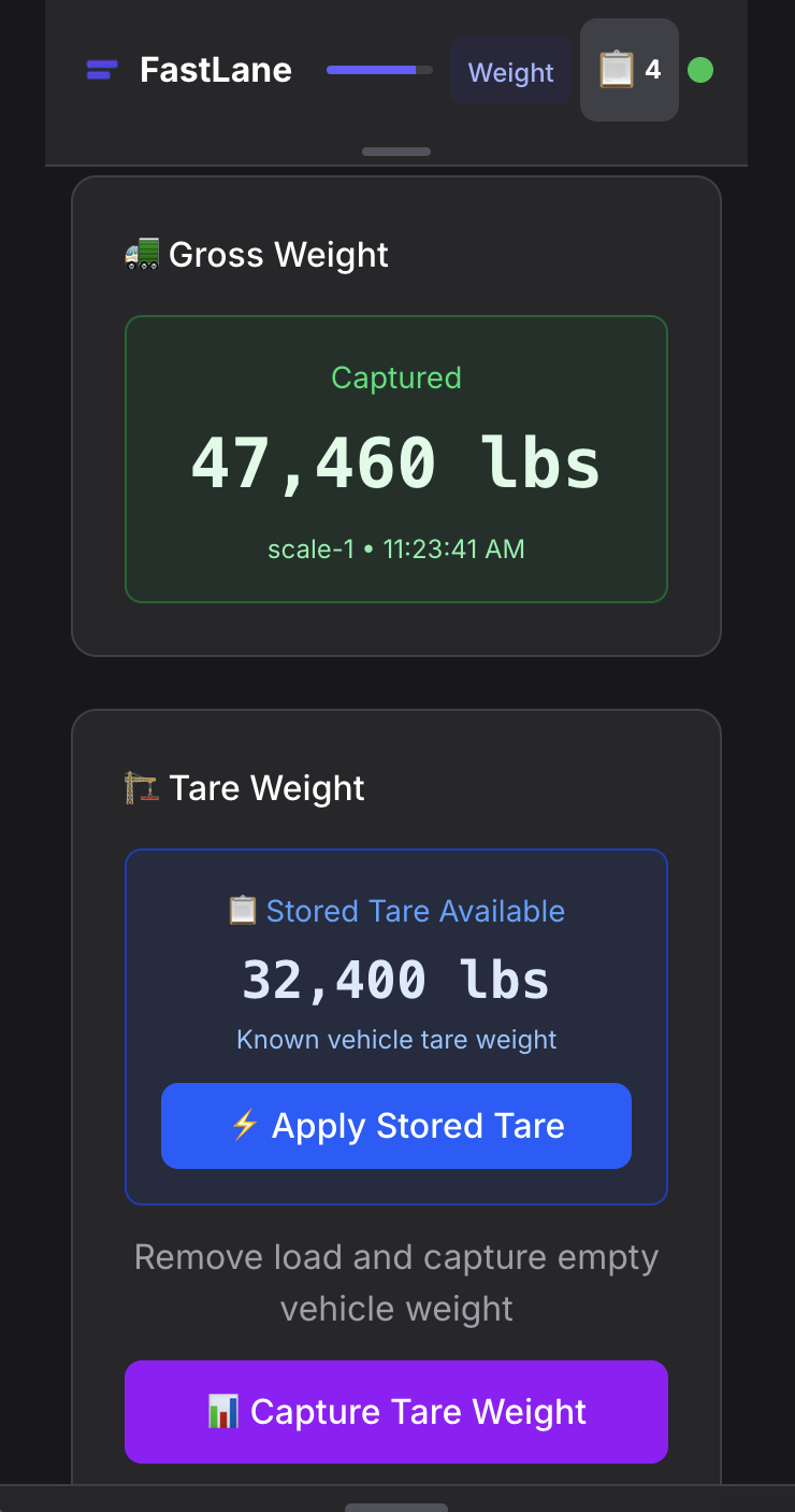 Weighven weight capture workflow